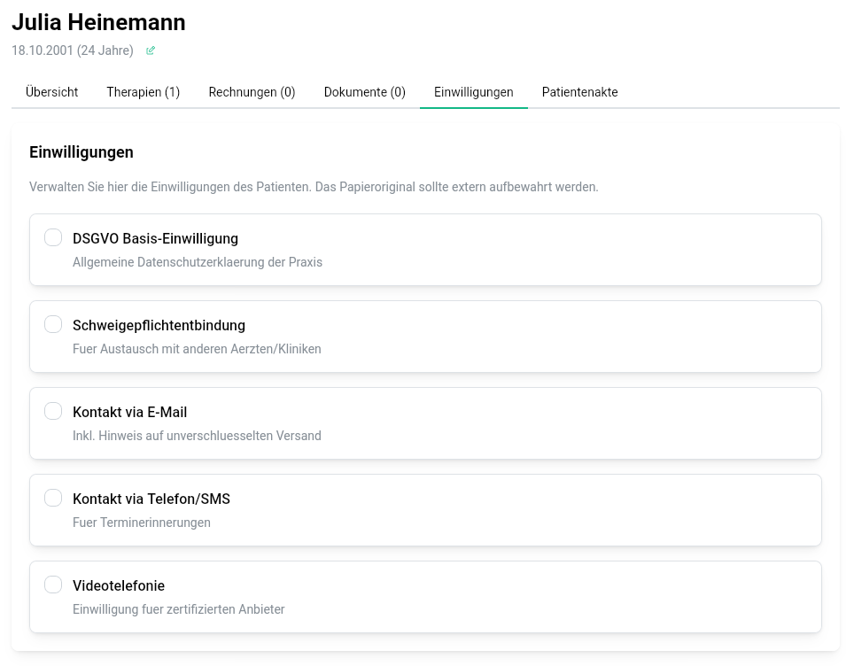 CuraDesk Patientenverwaltung